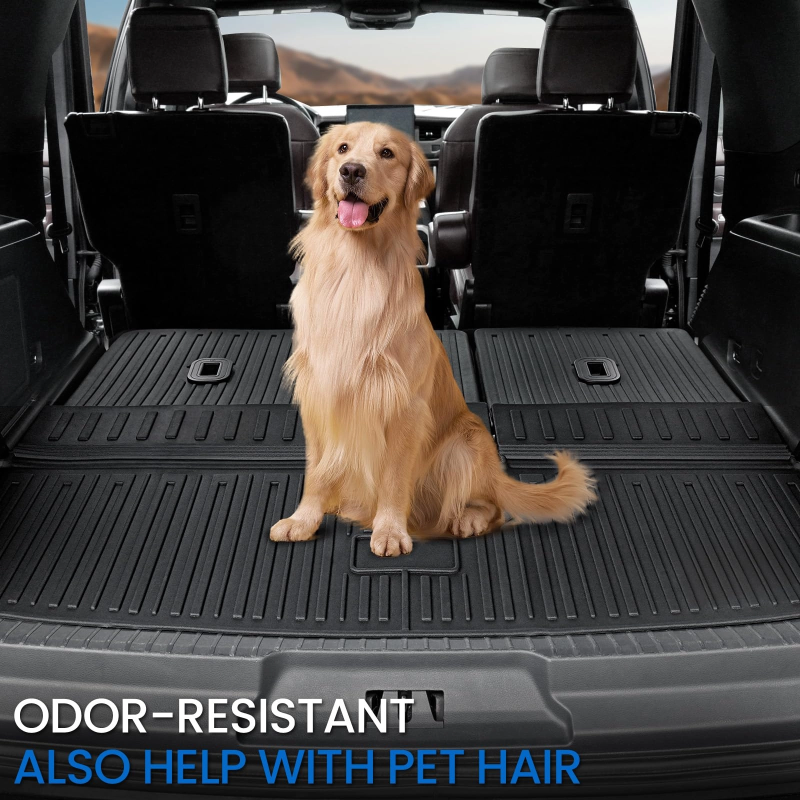 Cargo Mat - All Weather Black + 3rd Row Backrest Mat - 2018-2024 7/8 Seat