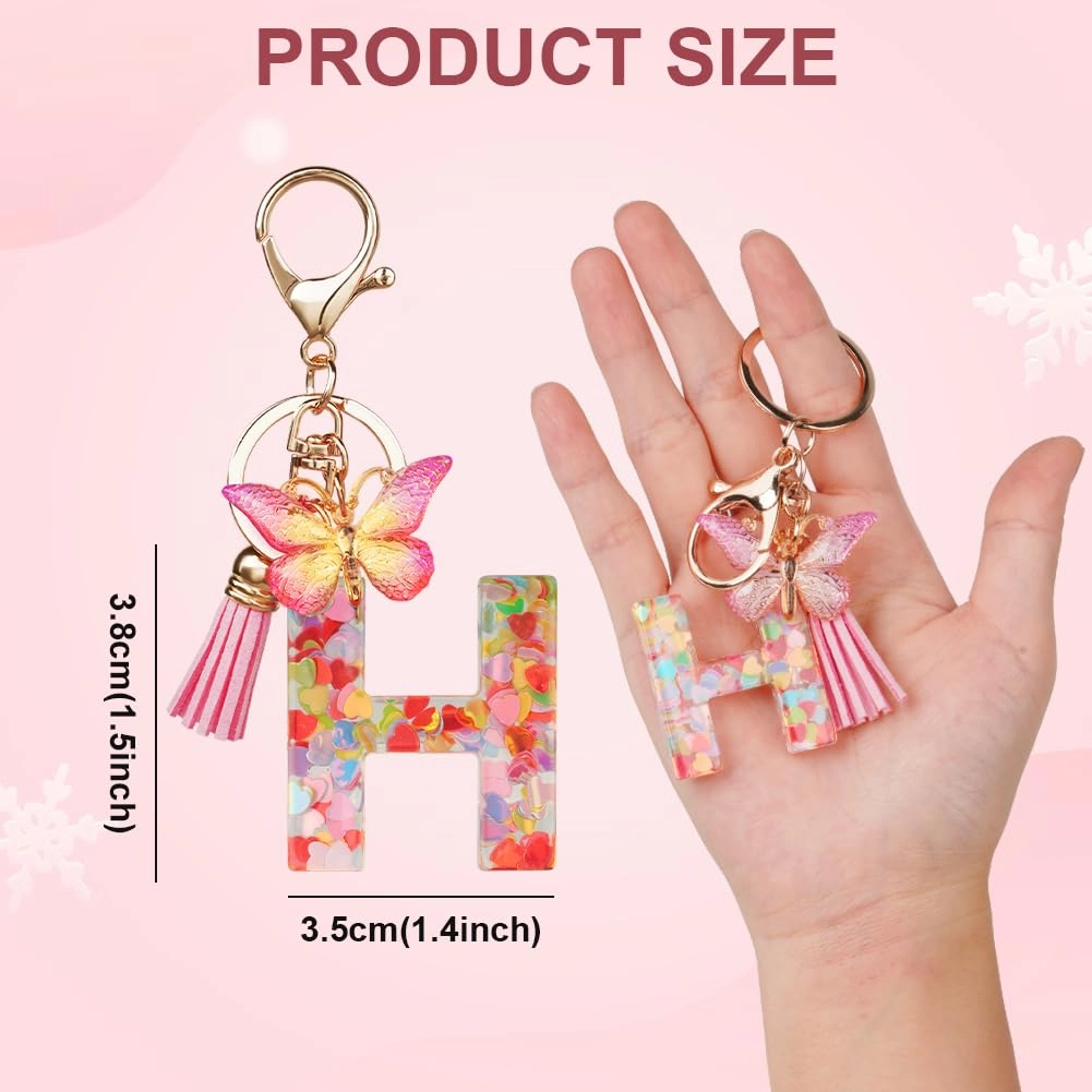 Initial Letter Keychain - Butterfly