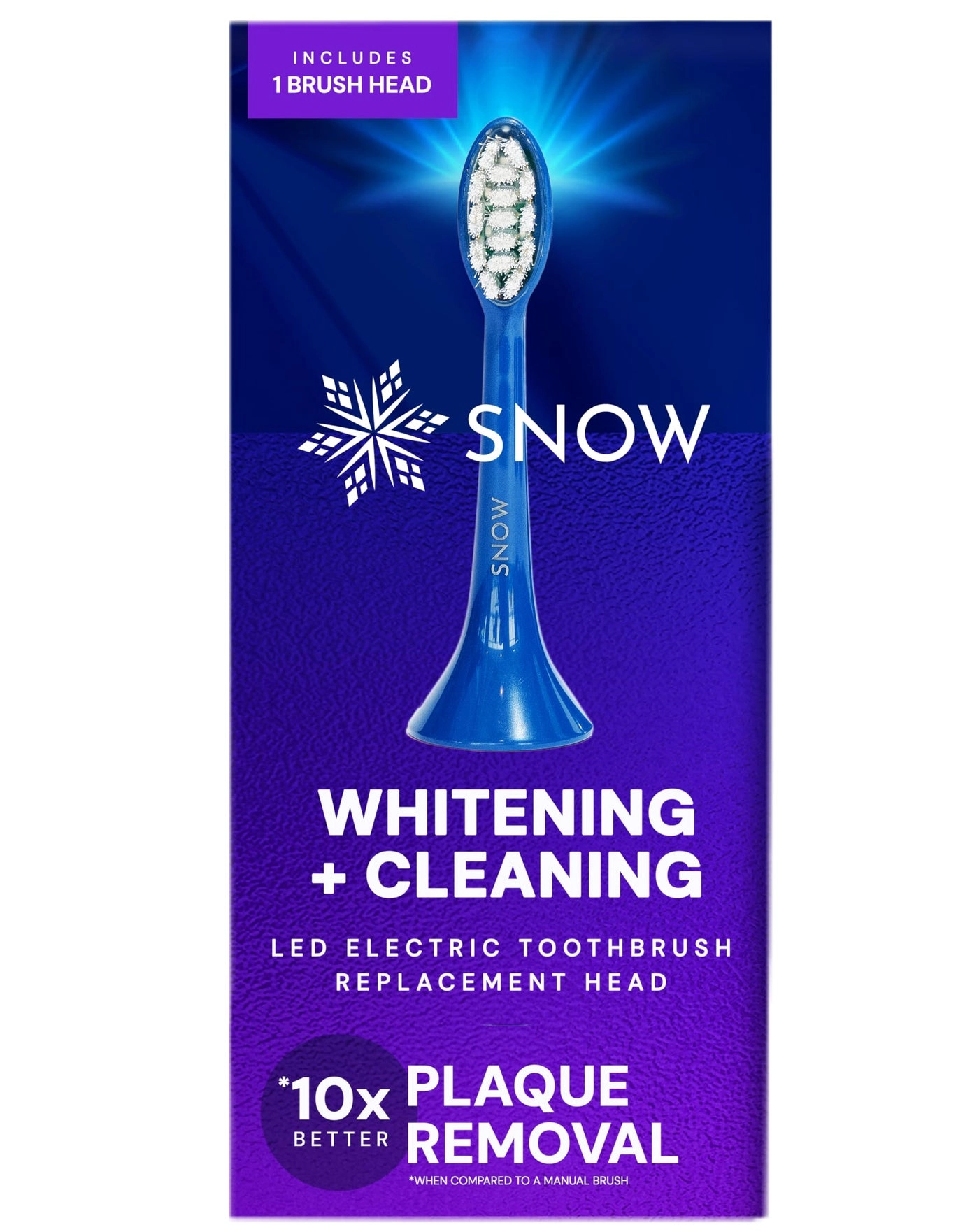 Snow Toothbrush Replacement Head - Soft Bristles Blue LED Sonic Technology