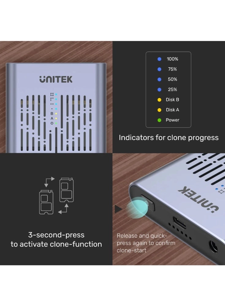USB-C to Dual M.2 PCIe / NVMe SSD Enclosure - USB3.2 Gen2 PCIe / NVMe 2230/2242/2260/2280
