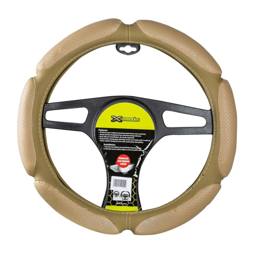 Racing Grip Leather Steering Wheel Cover