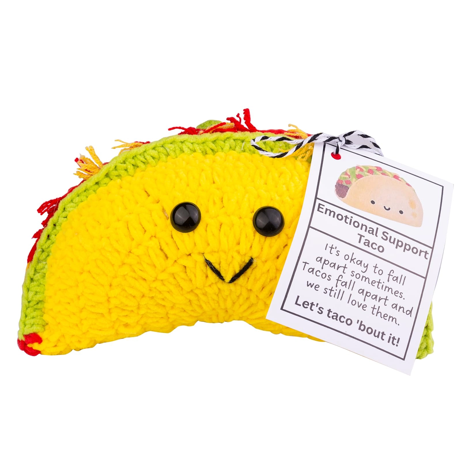Emotional Support Taco - Handmade Knitted Wooden Base