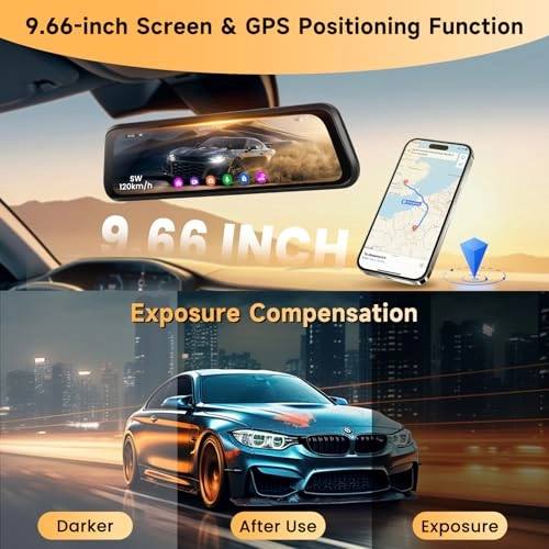 9.66 Inch Rear View Mirror Dash Cam - 4K 25FPS