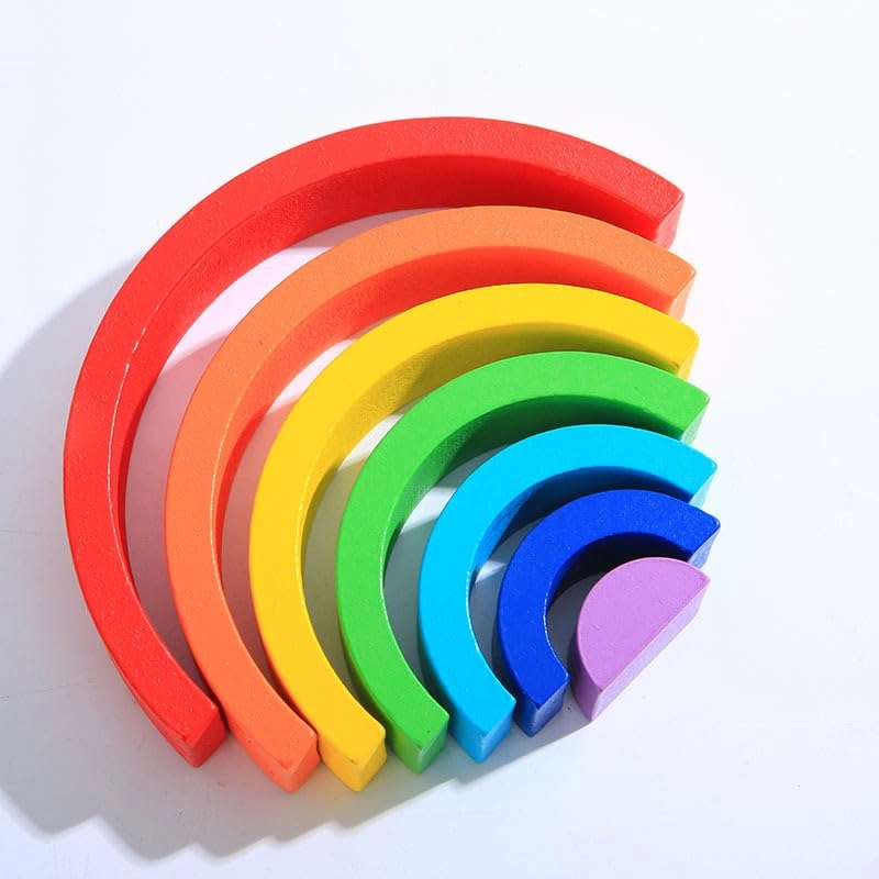 Wooden Rainbow Stacking Sorting Toy - 18 months - 6 years 7 pieces