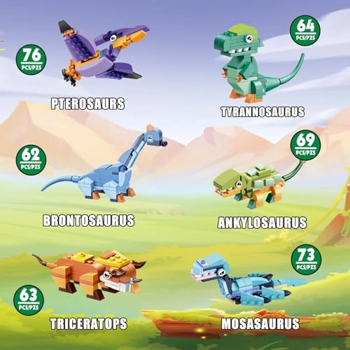 Dinosaur Set - Tyrannosaurus Triceratops Brontosaurus Ankylosaurus Mosasaurus Pterosaurs 407 pcs fantasy