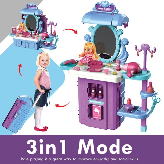 ROLE PLAY BEAUTICIAN/SALON/BEAUTY PARLOUR TOY SET LUGGAGE CASE - 39 Pcs (025158014617)