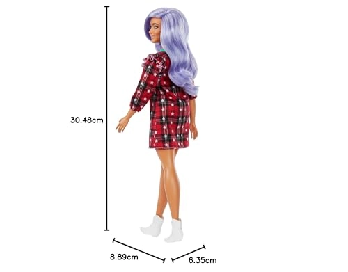 Barbie Fashionistas - Curvy Lavender Hair Red Plaid Dress Ages 3+