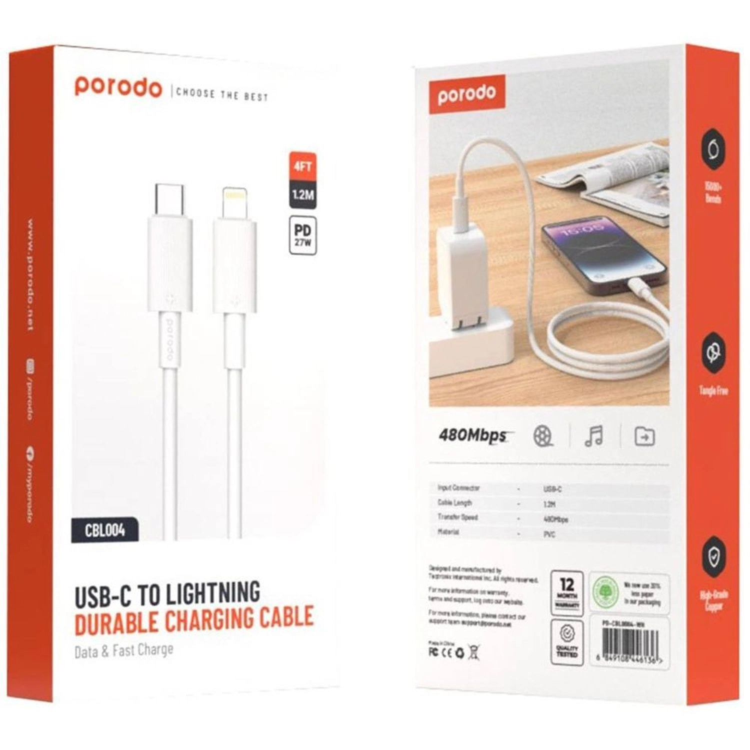 PD-CBL0004 USB-C to Lightning Cable 1.2m