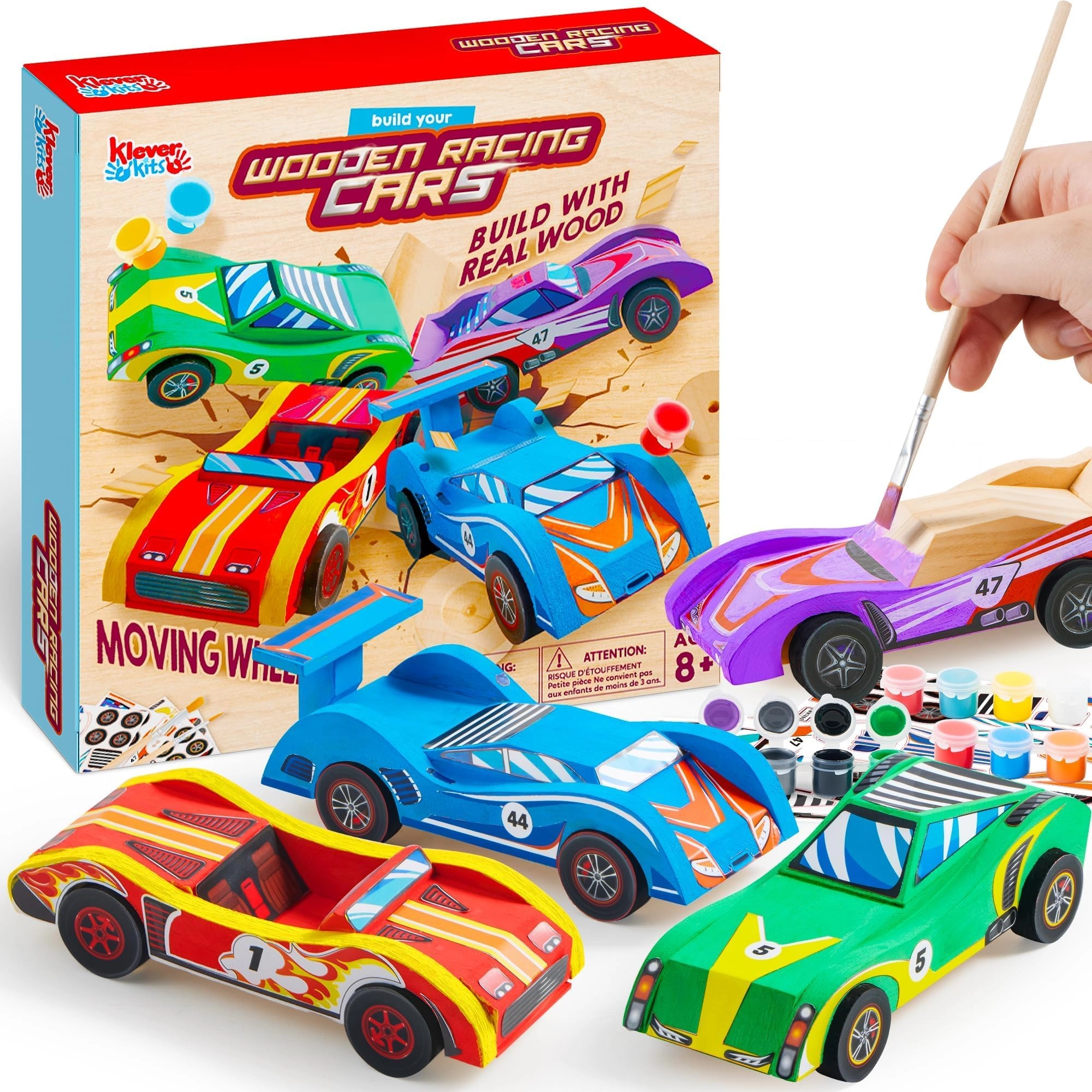 Joyin US Corp Wooden Race Cars - 4.0 Count