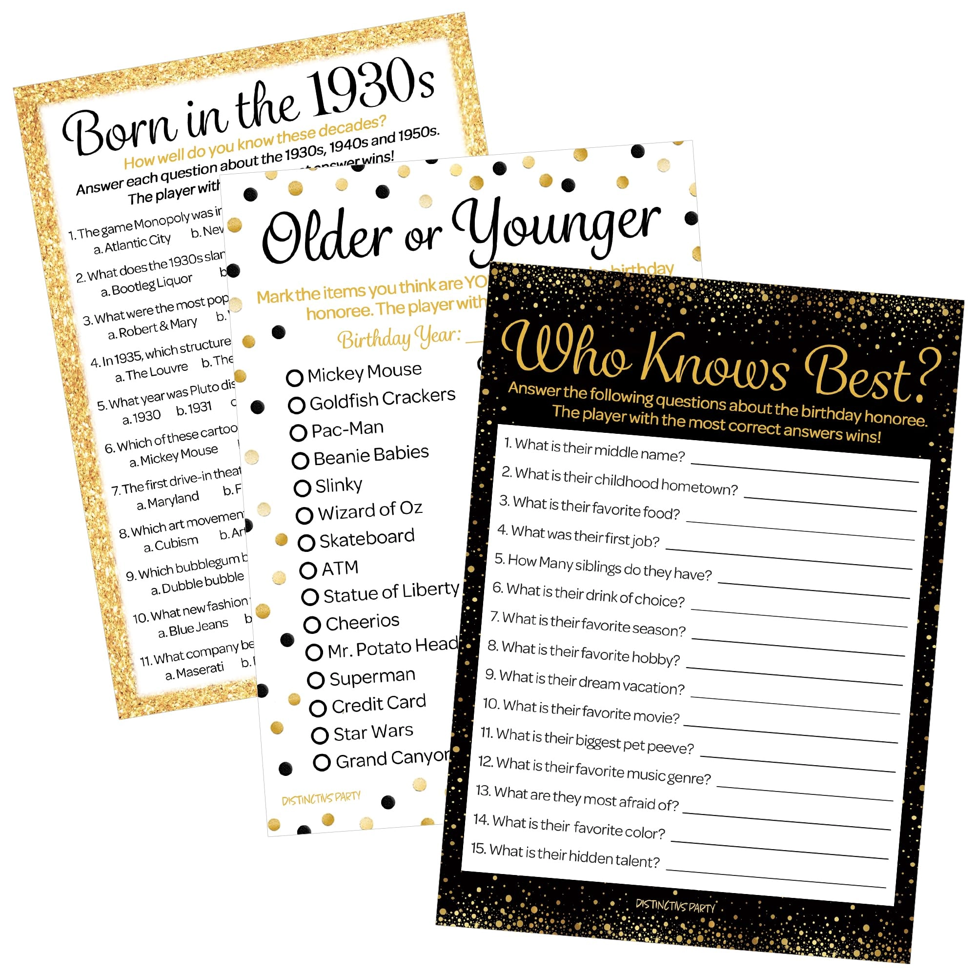 DISTINCTIVS Who Knows Best + Older or Younger + Born in the 1930's Trivia toddlers,kids,teen,adult