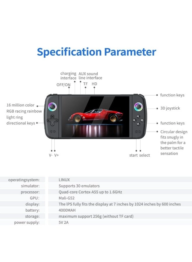 Handheld Gaming Console - Detachable Controllers Widescreen Display