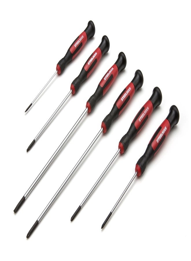 Precision Steel Shaft Slotted and Phillips Screwdriver Set (6 Pcs)