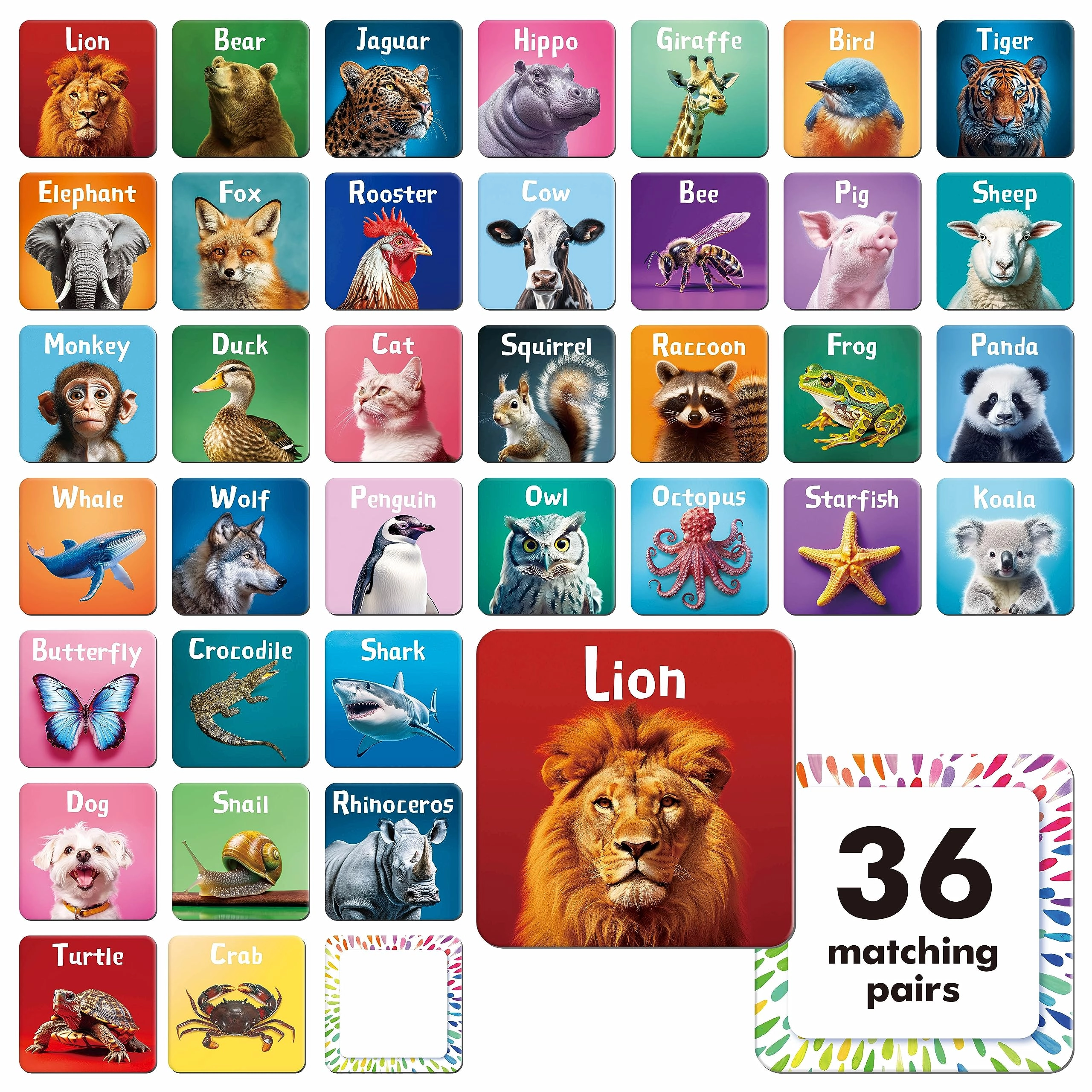 Memory Matching Game - 36 months - 6 years 72 pieces
