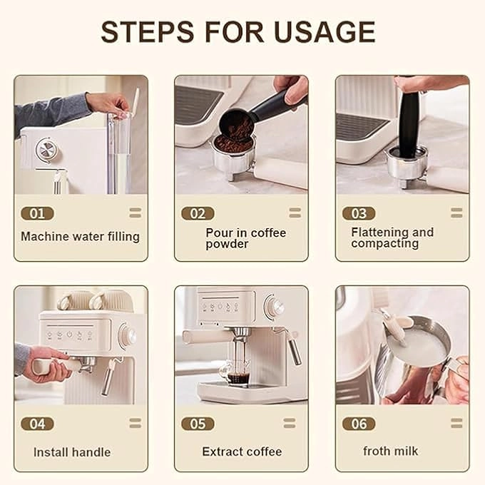 Automatic Coffee Machine 850W 20 Bar Adjustable Steam Wand