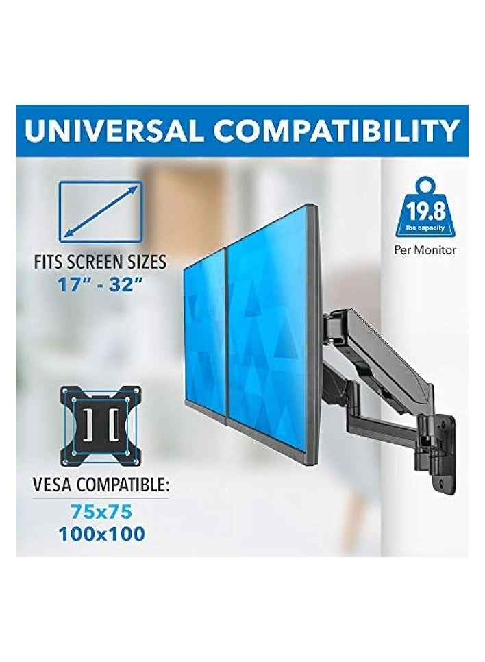 Dual Monitor Wall Mount Bracket - 32" 75x75mm 100x100mm