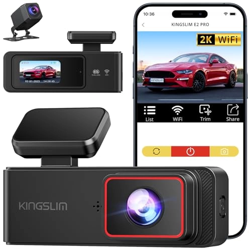 KINGSLIM Wireless Dash Cam Front and Rear - 2K+1080P