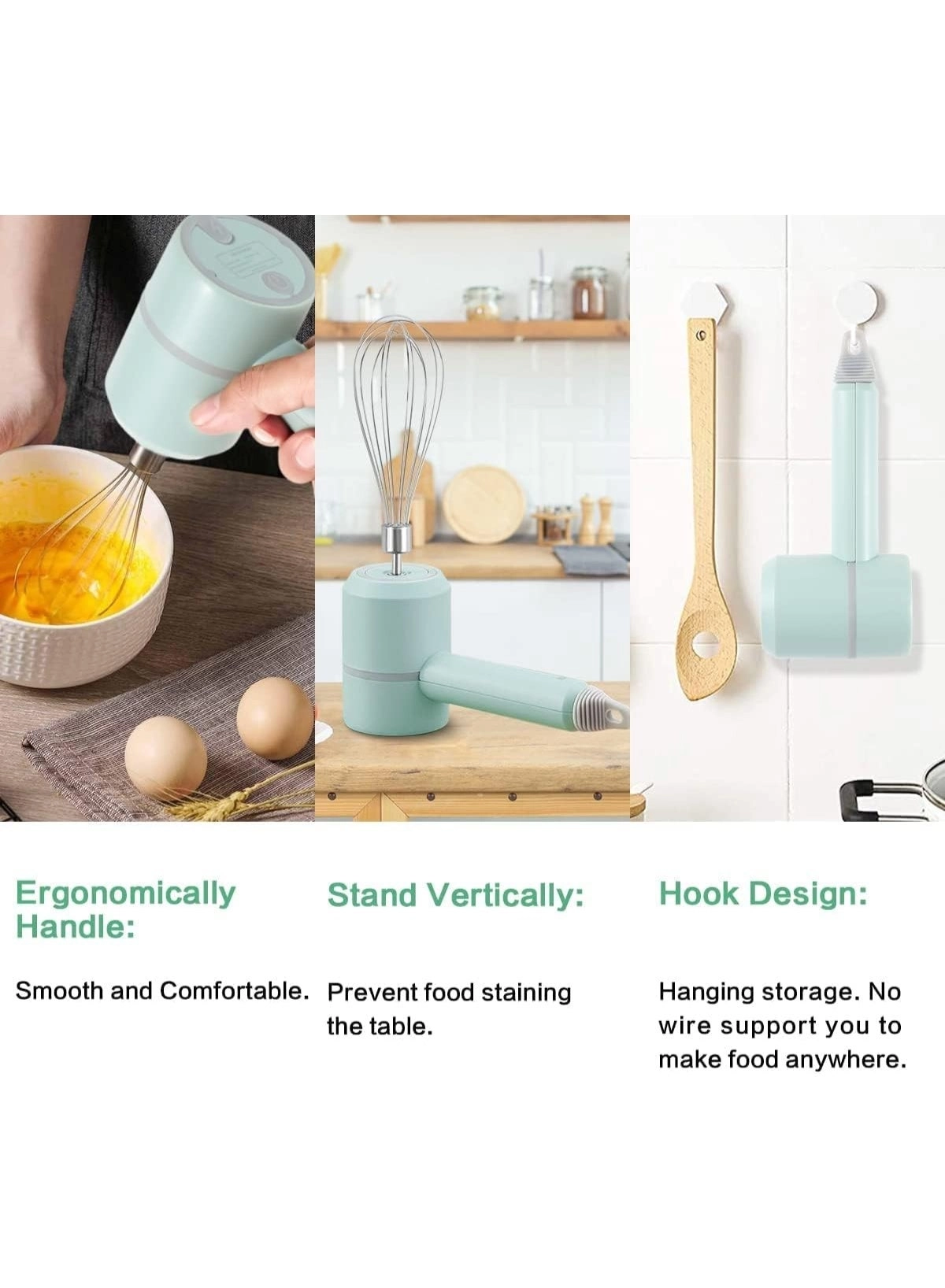 Electric Hand Mixer - 3-in-1 Cordless USB Rechargeable