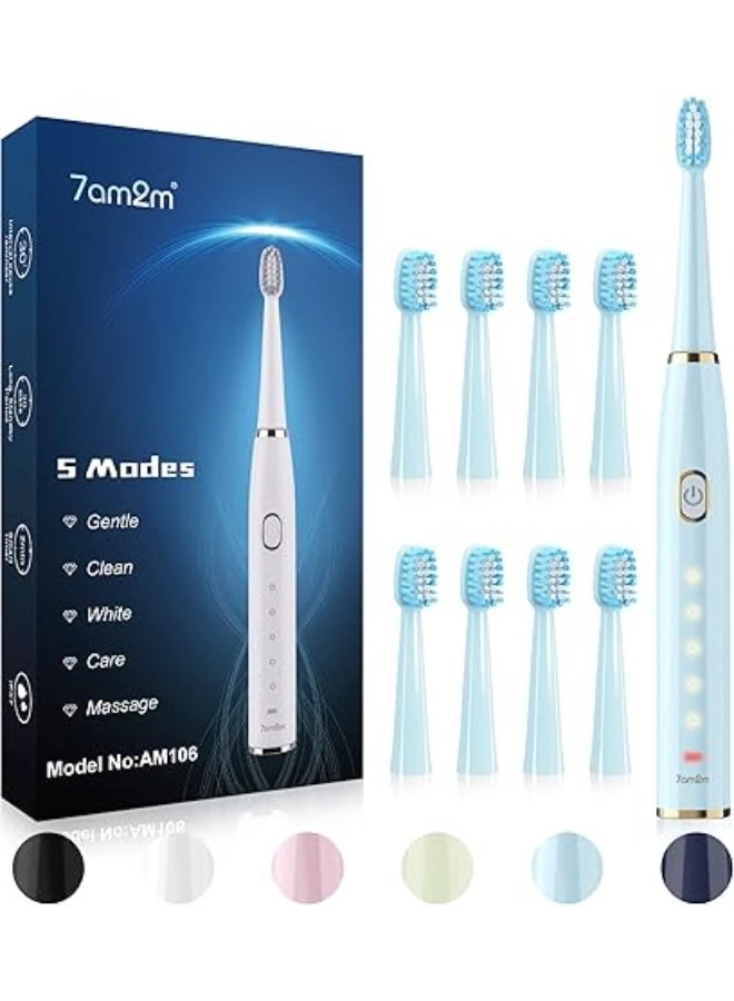 Sonic Electric Toothbrush - 8 Heads 5 Modes Midnight Black