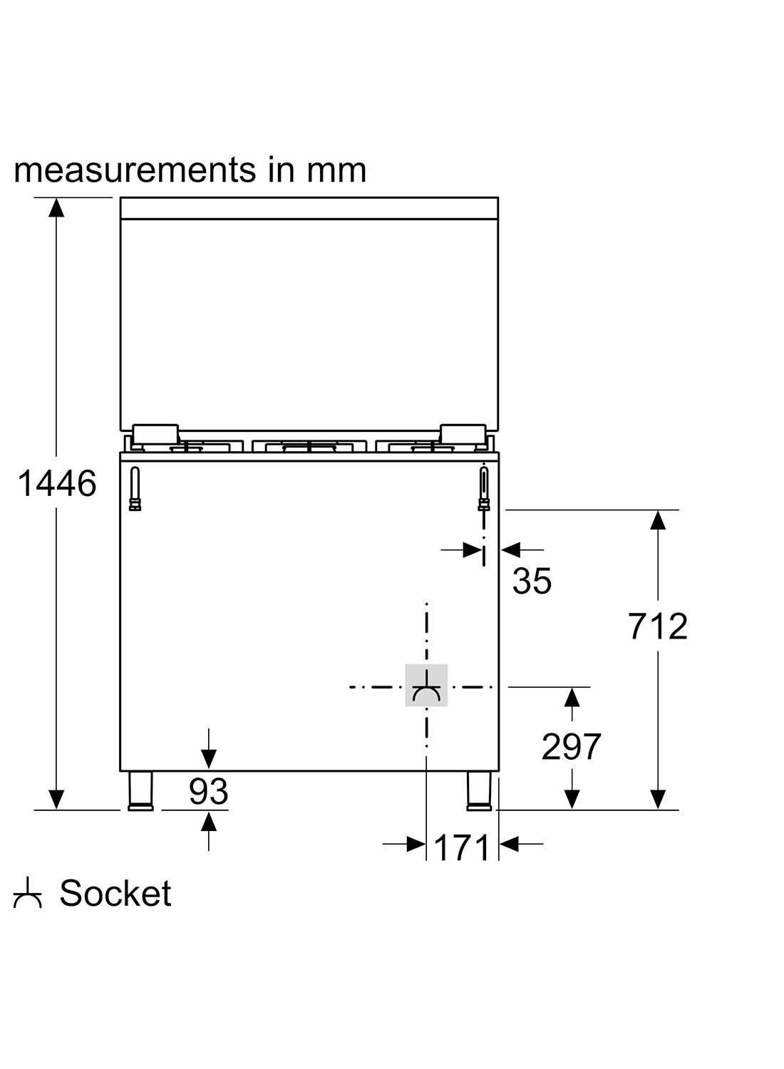 Series 6 HGX5H0W50M GAS Cooker