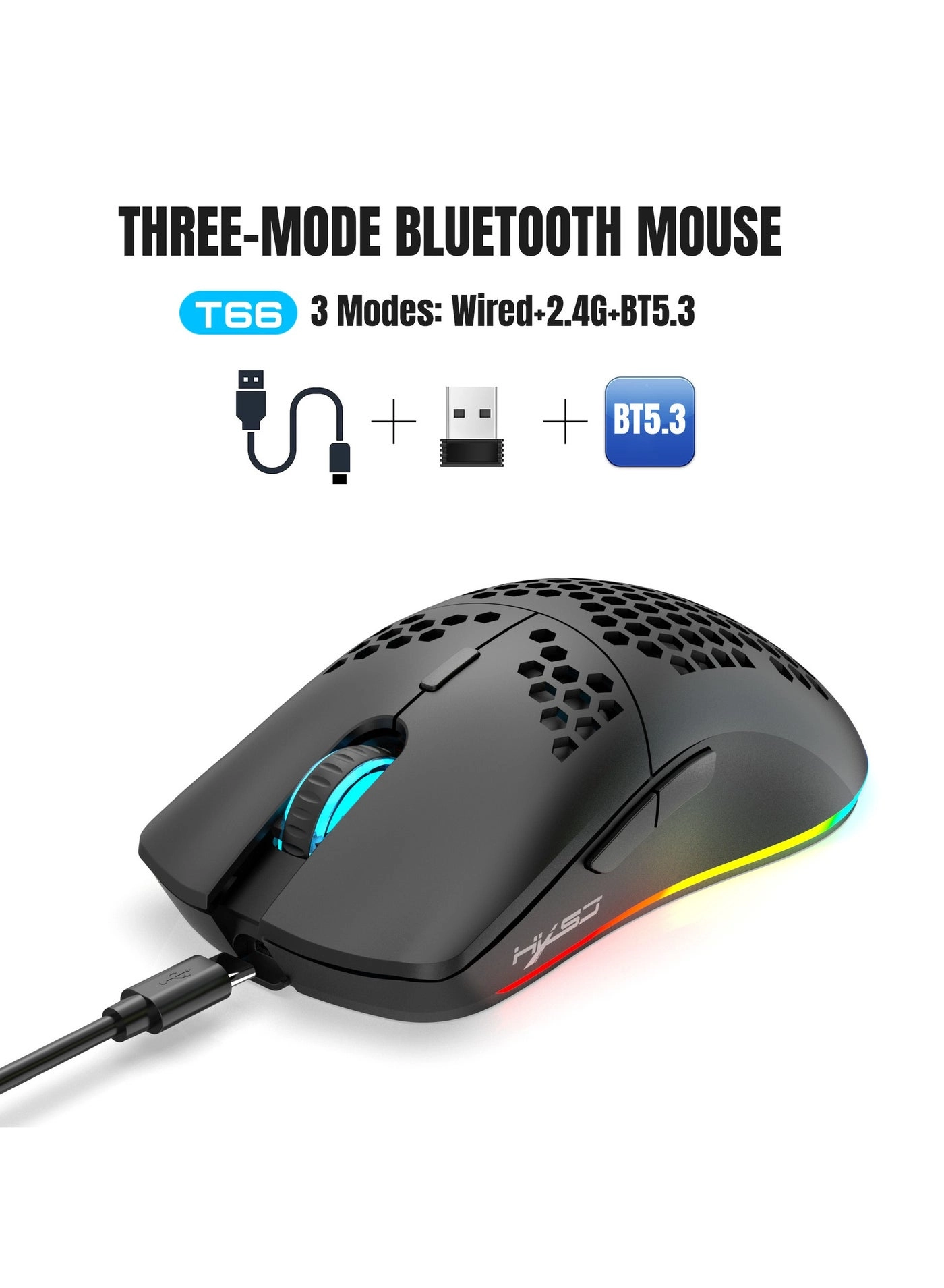 T66 RGB Gaming Mouse - Wireless