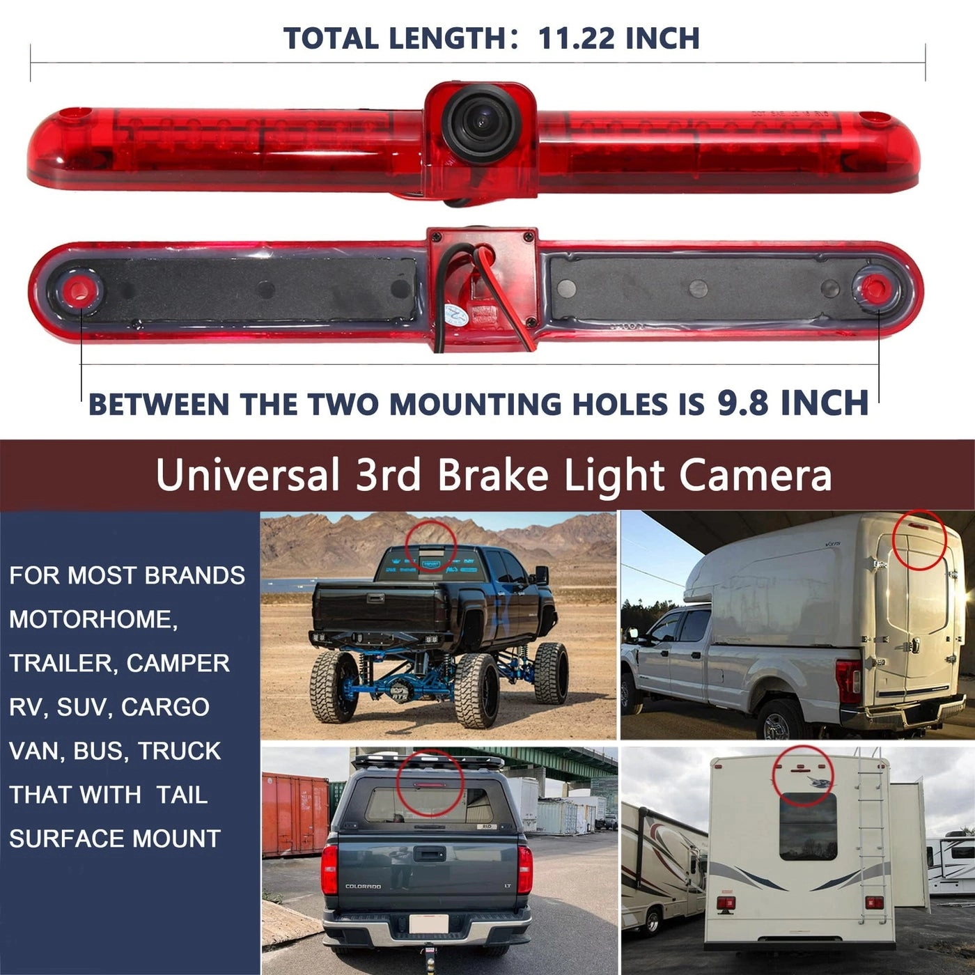 Third Brake Light Backup Camera - Universal LED RCA Connector