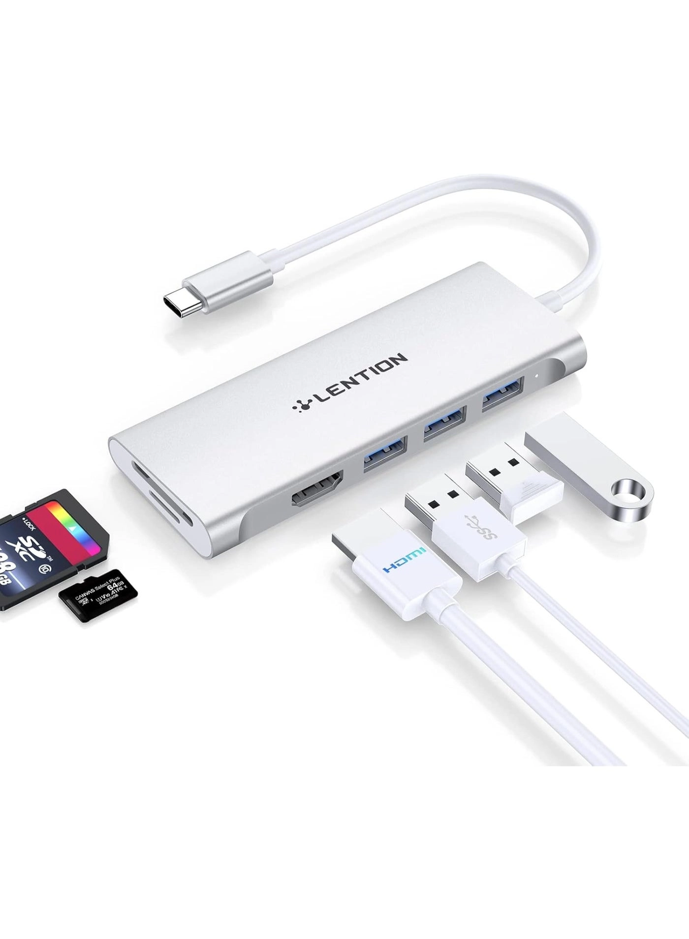 LENTION CB-CE18s - 8-in-1 USB-C Hub 4K@60Hz HDMI 100W PD