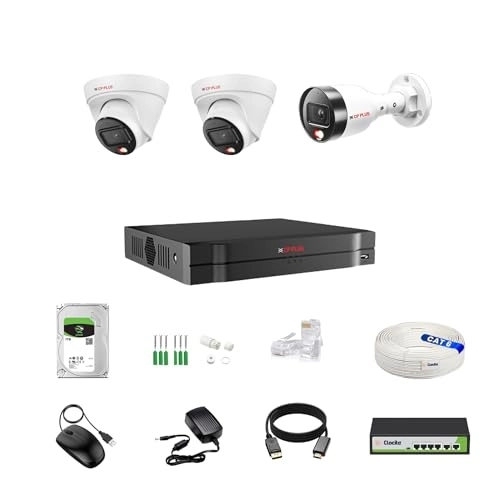 CP Plus illumax NVR - 4 channels + CP Plus illumax Dome Camera - 4MP Dual Light + CP Plus illumax Bullet Camera - 4MP + Hard Disk - 1 TB + CAT6 Cable + POE Switch - 4+2