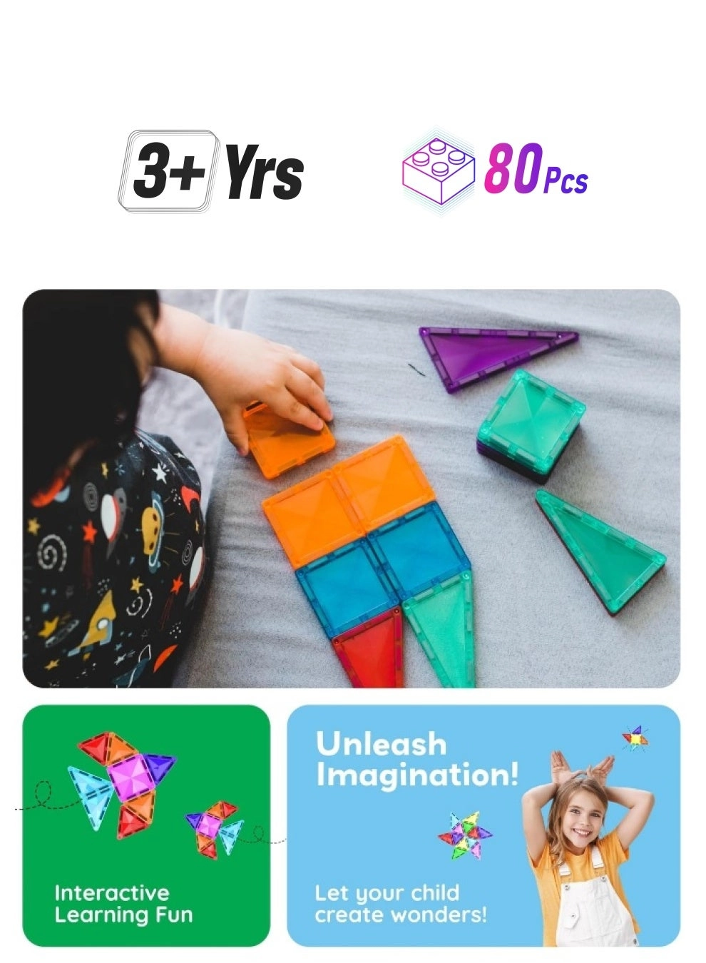 Magnetic Mini Diamond Tiles - 80 pcs