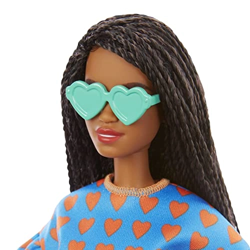 Barbie Fashionistas - Heart Print Matching Top & Short Twisted Hairstyle Ages 3+