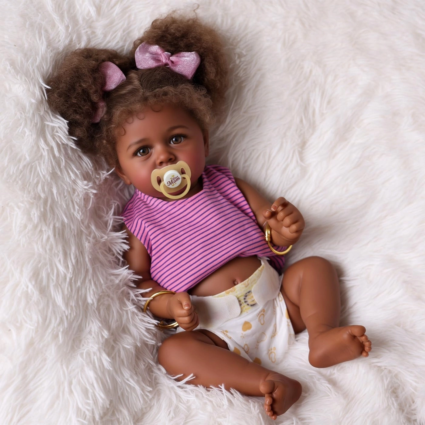 Reborn Baby Doll - 22 Inch Caramel Skin Tone Taupe Eyes Ages 3+