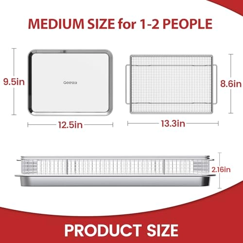 Air Fryer Basket - Stainless Steel 2 Piece