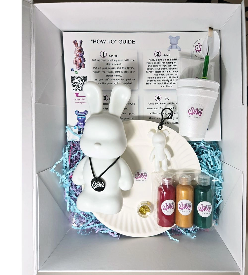 Cool Bunny Acrylic Flow Paint Kit - 9 inch / 23 cm Light-Blue Dark-Purple Orange