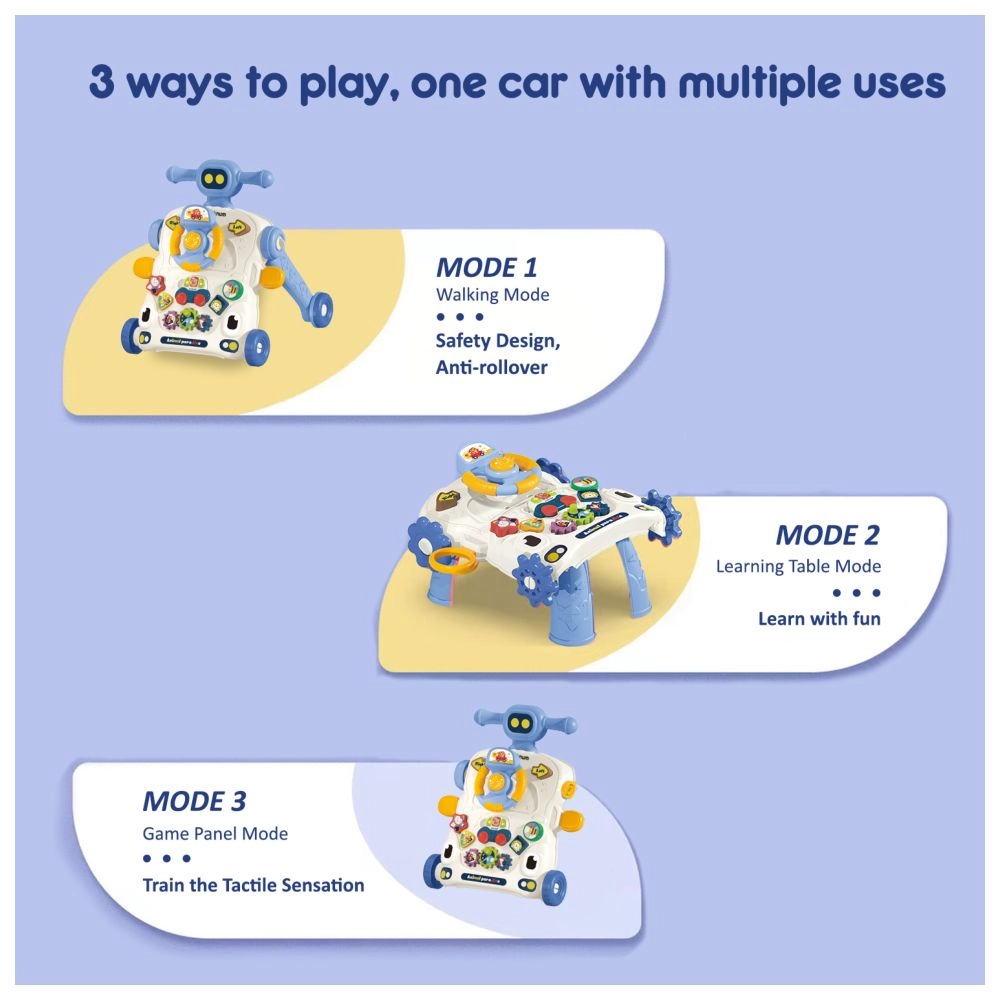 3-in-1 Baby Walker - Musical Keyboard Learning Table Mode