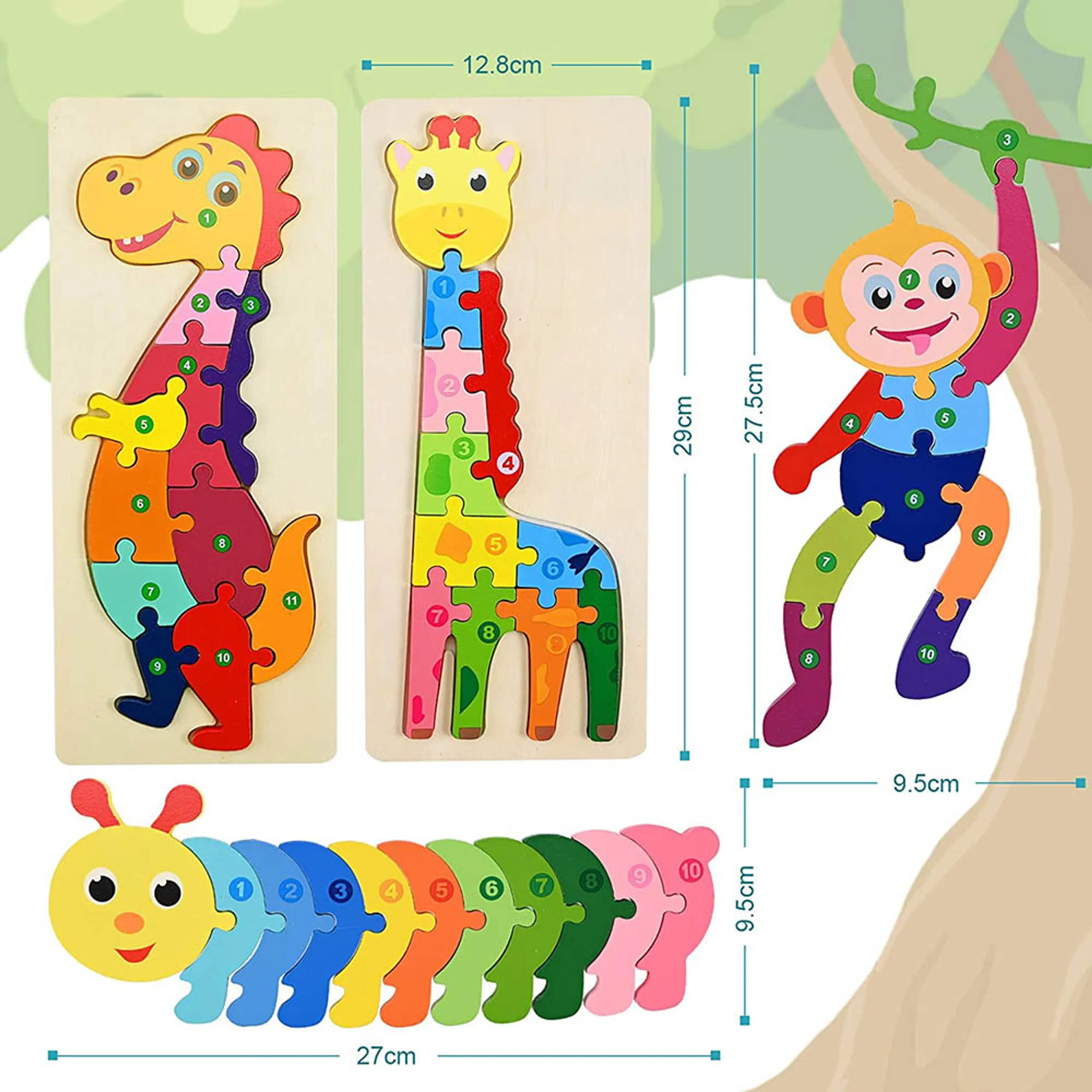 Monkey 3D Puzzle - Suitable for 2 years and above 11 pieces