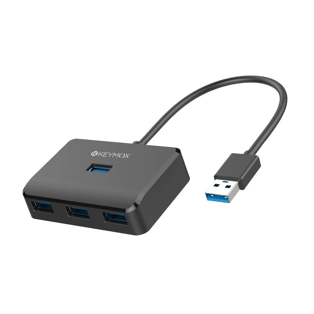Keymox 4-Port USB 3.0 Hub - Compact Size 5Gbps