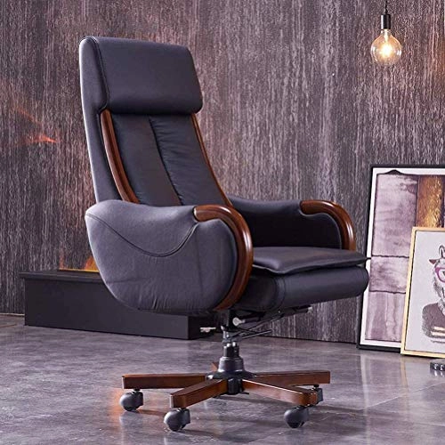 Desk Chair - PU Leather Brown High Back
