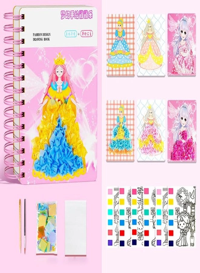 CYNVEXA Fashion Design Drawing Book - Watercolor Painting Stickers Age 3-8