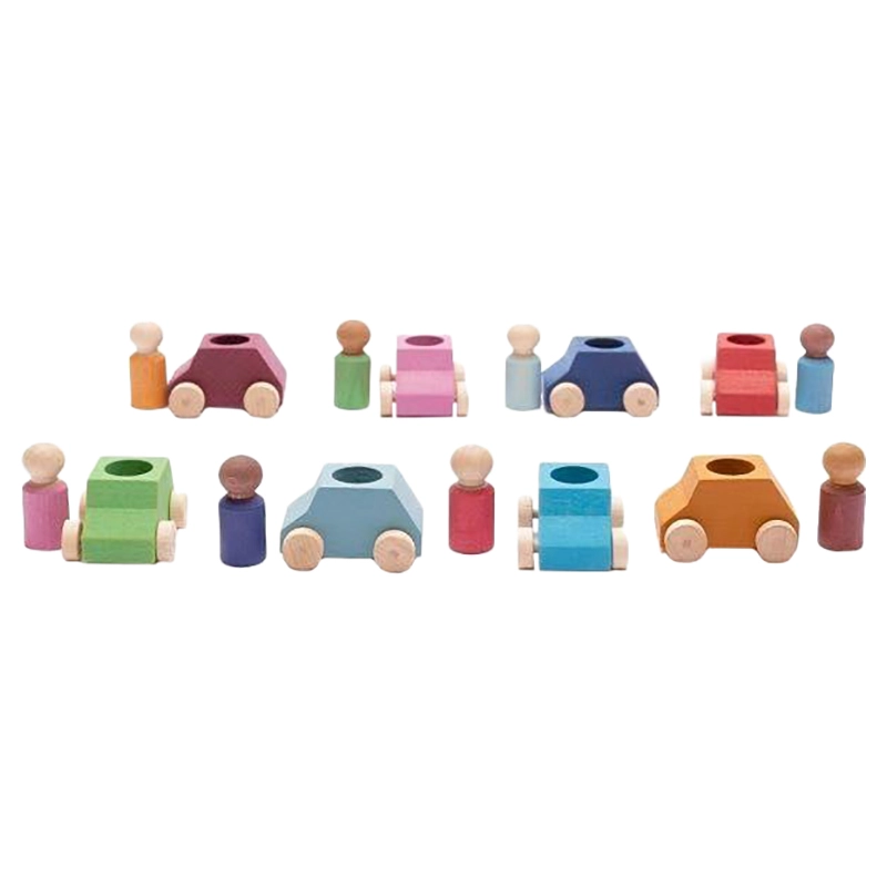 Lubulona Wooden Cars With Figures - 8pcs