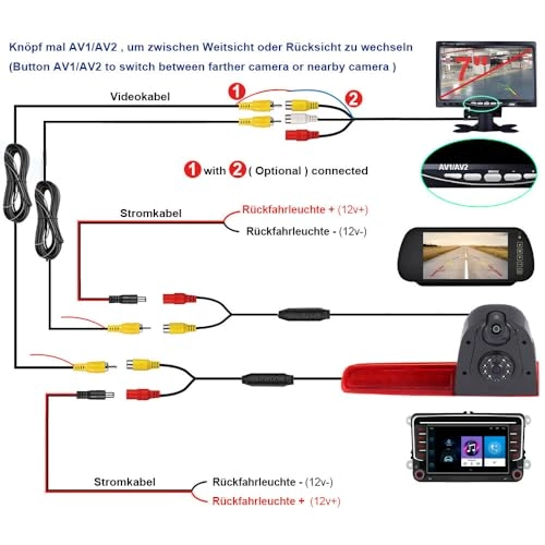 Brake Light Reversing Camera + 7 Inch LCD Monitor - Night vision 1280 x 720