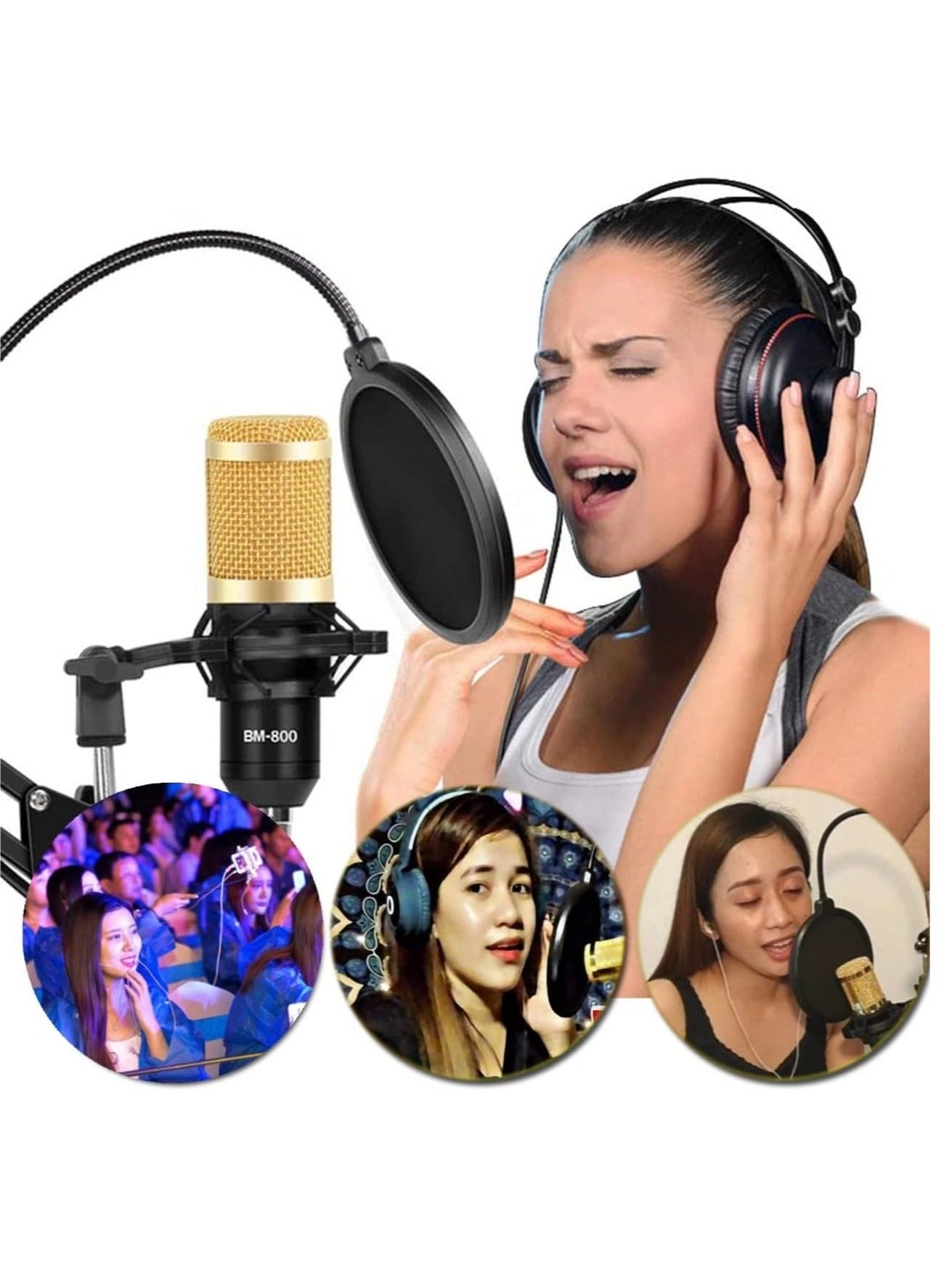 V8S Sound Card + VM-800 Condenser Microphone USB Microphone