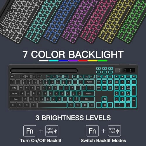 7 Color RGB Backlit Wireless Keyboard - Wired