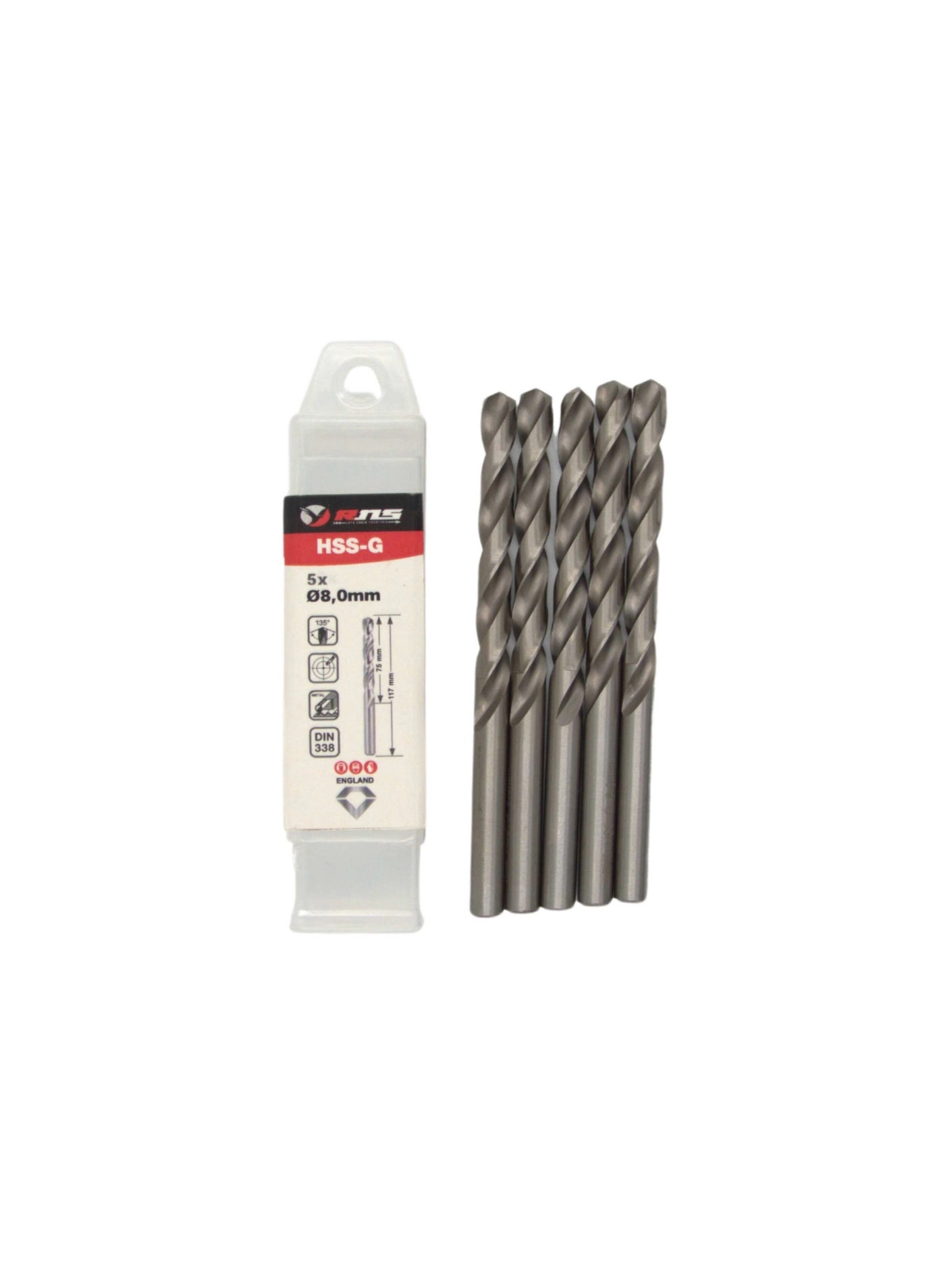 HSS-G TWIST DRILL BIT - Stainless Steel 5 piece(s) 8 mm