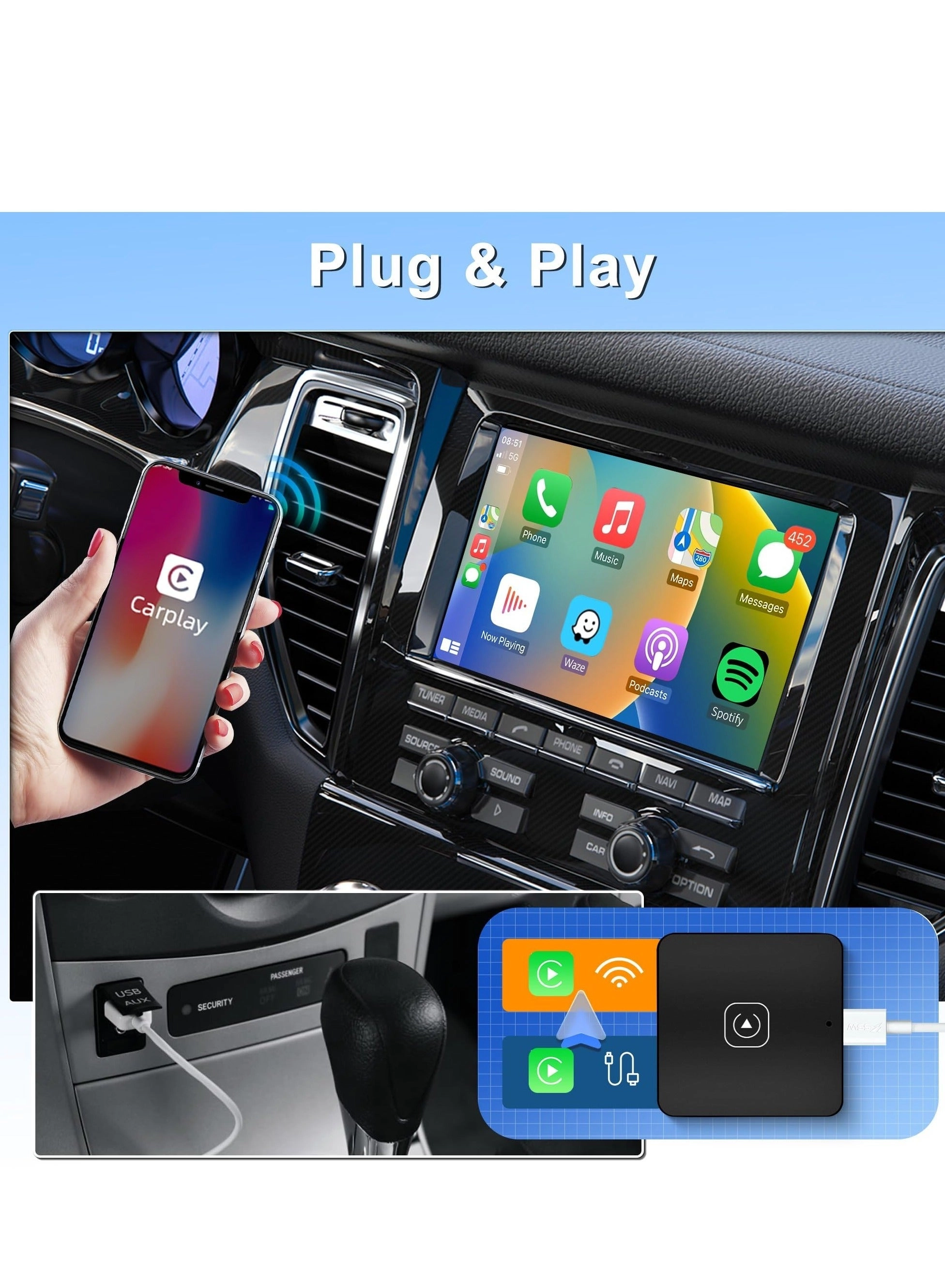 CarPlay Adapter - Wireless USB Type-C iPhone