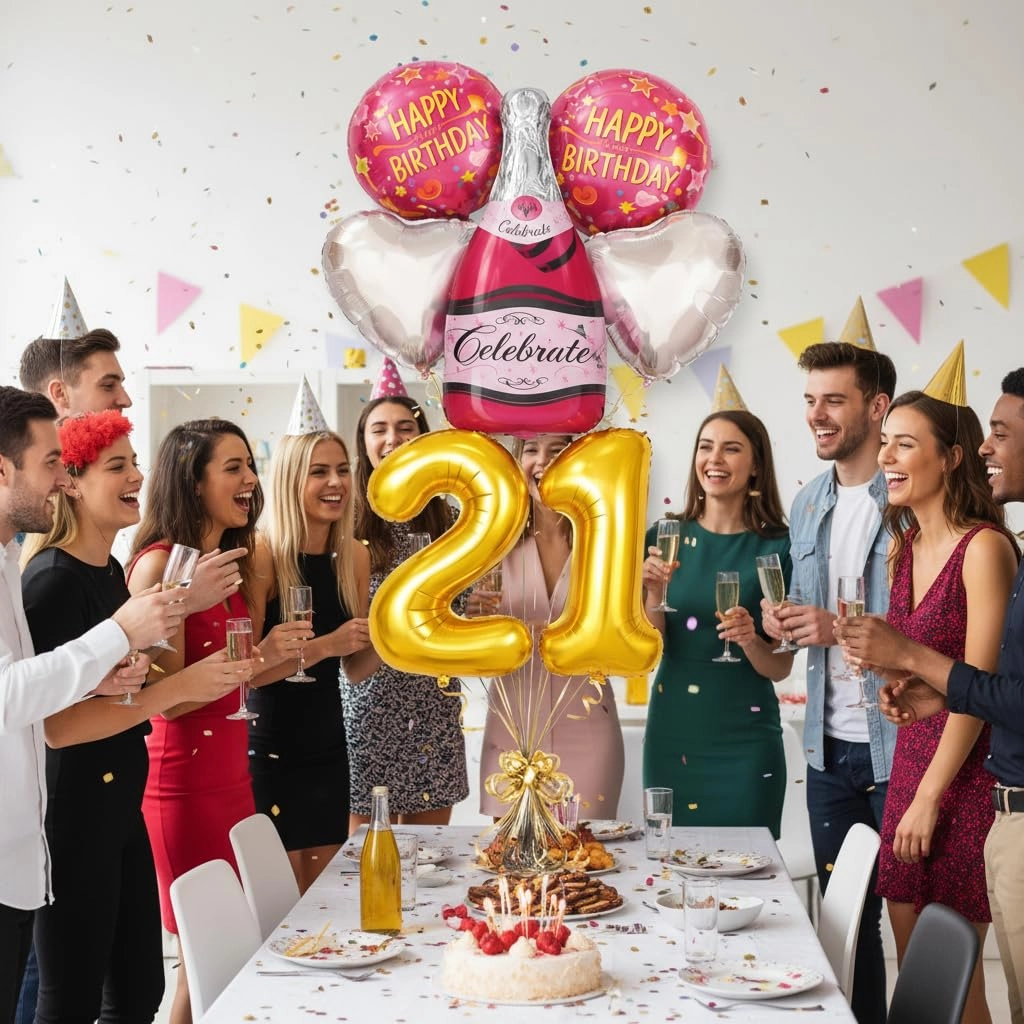 Infinity Saar Retail LLP Number 21 Birthday Balloons Set - 6 Count Birthday