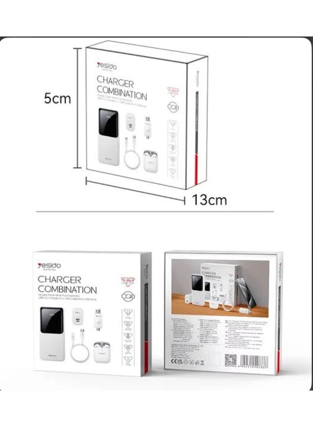 Power Bank - High-Capacity + TWS Earbuds + Fast Charger - Fast charging + Type-C Cable + USB OTG Adapter