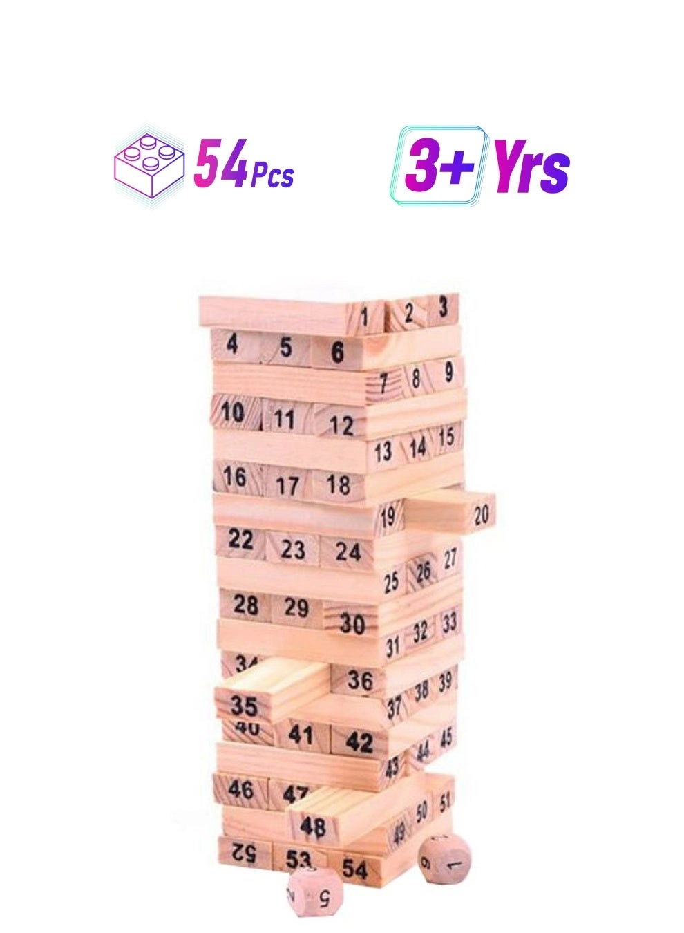Lucky Wooden Tower Building Block - 54 pcs Construction