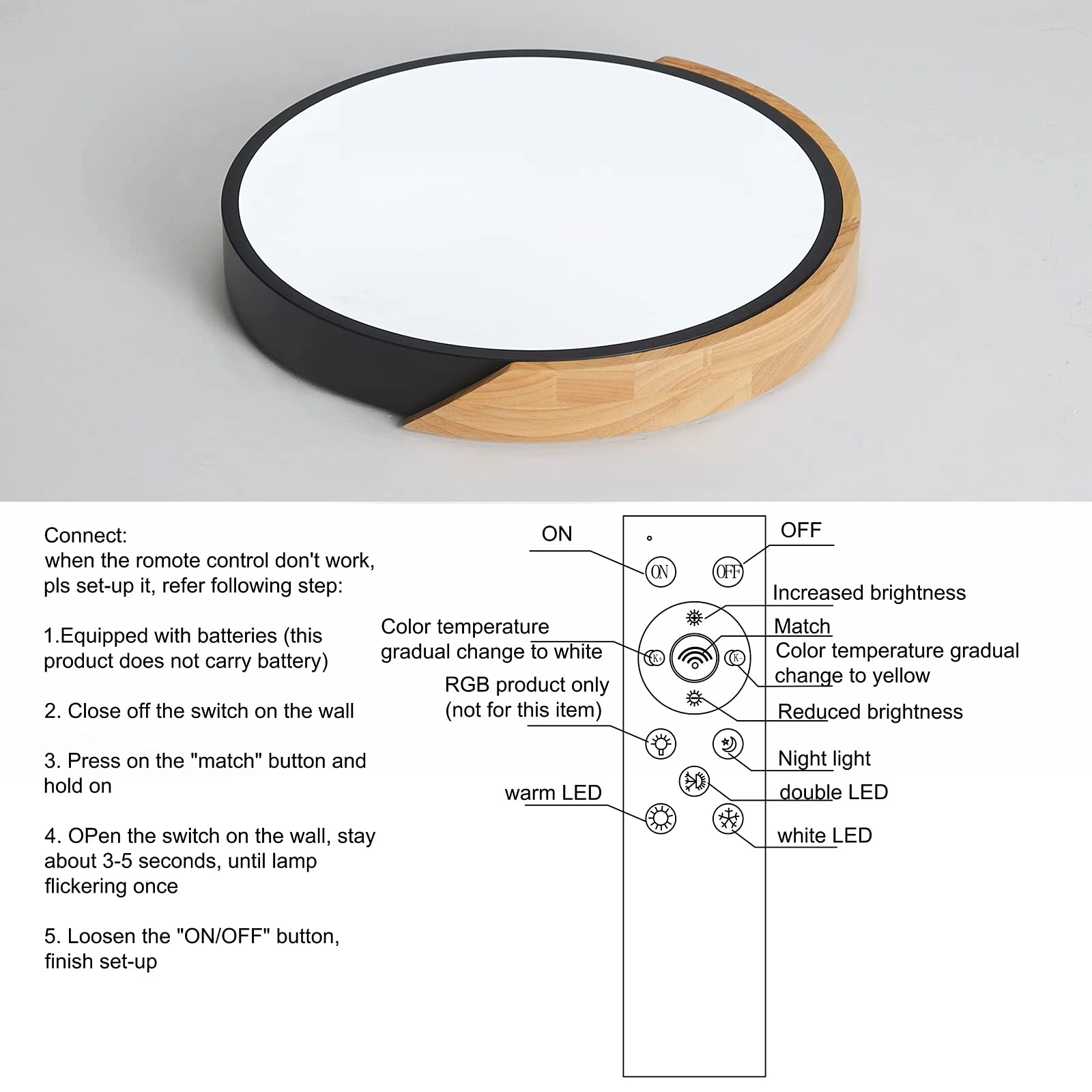 Flush Ceiling Light - 6000K 4000K 3000K Dimmable