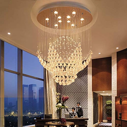 Living Room Round Crystal Chandelier - White Light Warm Light