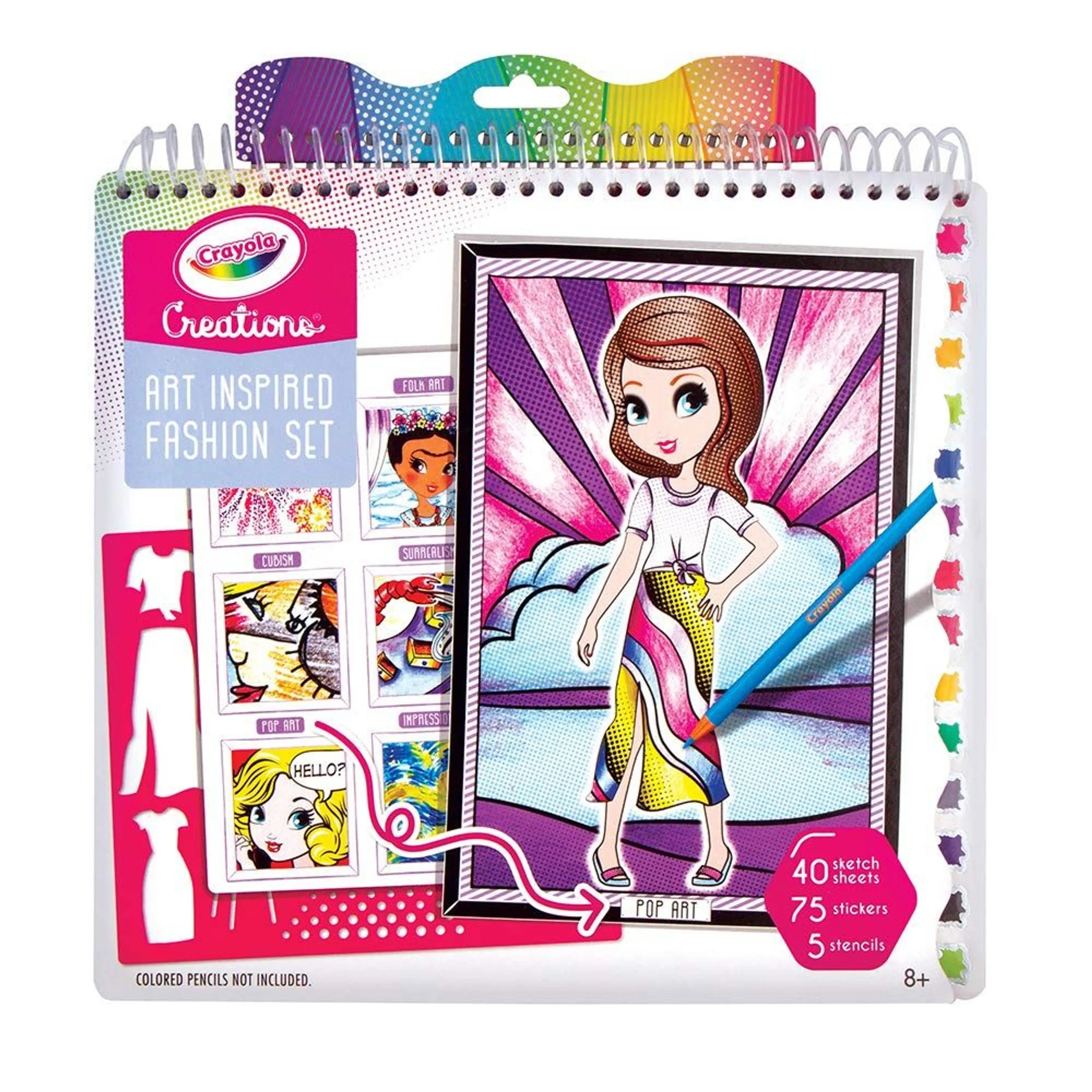 Crayola Creations Art History Fashion Sketch Portfolio - sketch sheets plastic fashion stencils beautiful foiled stickers