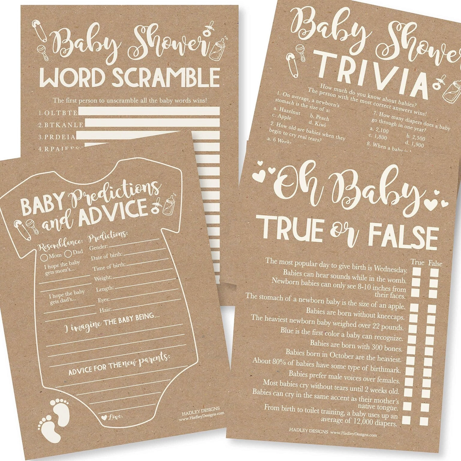MZA STORES Hilarious Baby Shower Games Set - 50